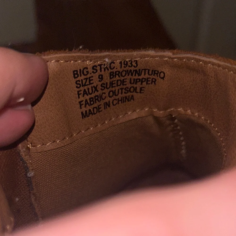 Crazy Train Brown Suede Ankle Boots with Blue Stitching - Picture 3 of 6